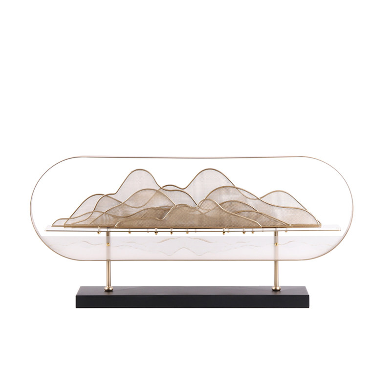 新中式古典金属山峦摆件现代样B板间大堂展厅玄关中国风软装饰品