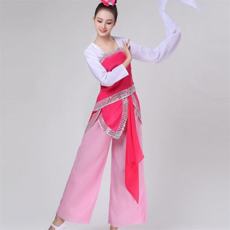 桃夭古典舞蹈服女水袖民族群舞《桃夭》表演服儿童桃夭舞台演出服