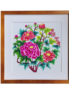 陜西彩色剪e纸纸雕实木相框装饰画中式家居客厅玄关书房挂画挂件