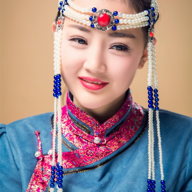 蒙古族头饰女 蒙古新娘头饰 民族舞蹈演出头饰 流苏款 蒙古袍配饰