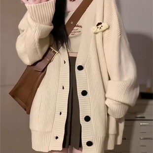 秋冬开衫毛衣外套百褶裙两件套装女爆款慵懒宽松中长针织衫高级感