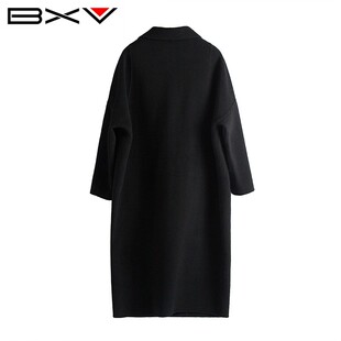 双面羊绒大衣女中长款高端2021冬季新款黑色羊毛呢子外套茧型大码
