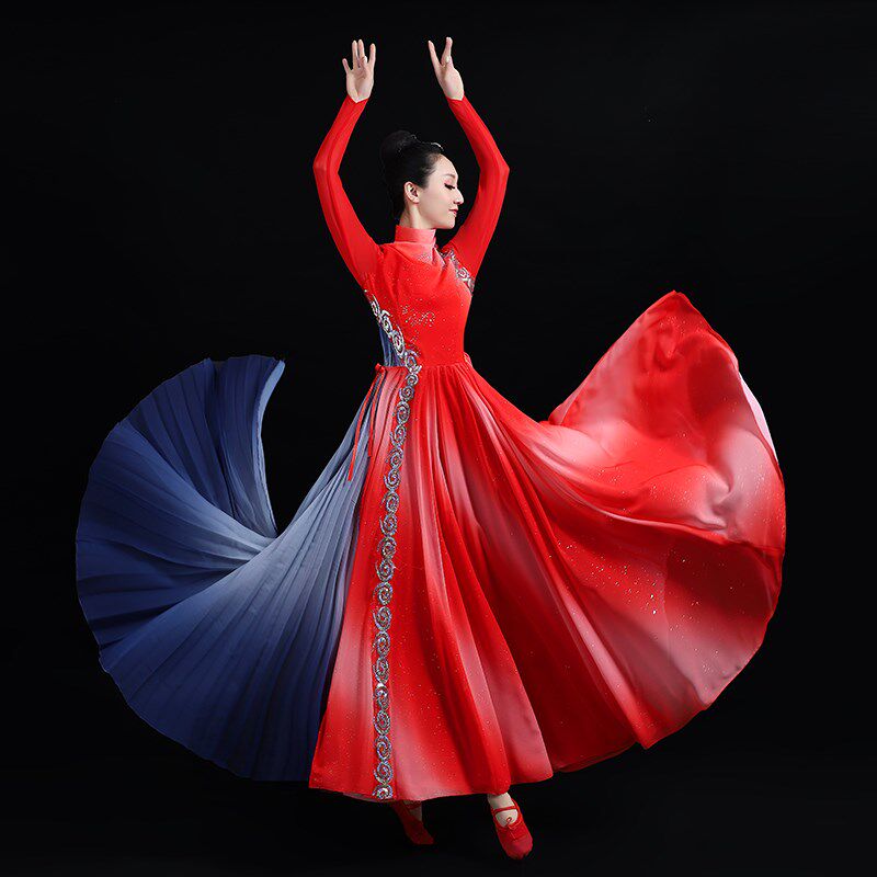 开场舞大摆裙女中国风独舞成人仙女现代舞蹈服装大合唱演出服长裙