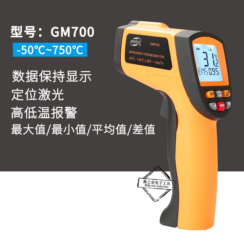 标智感应测温枪GM700/GM900/GM1250红外线温度计数显高温测试仪