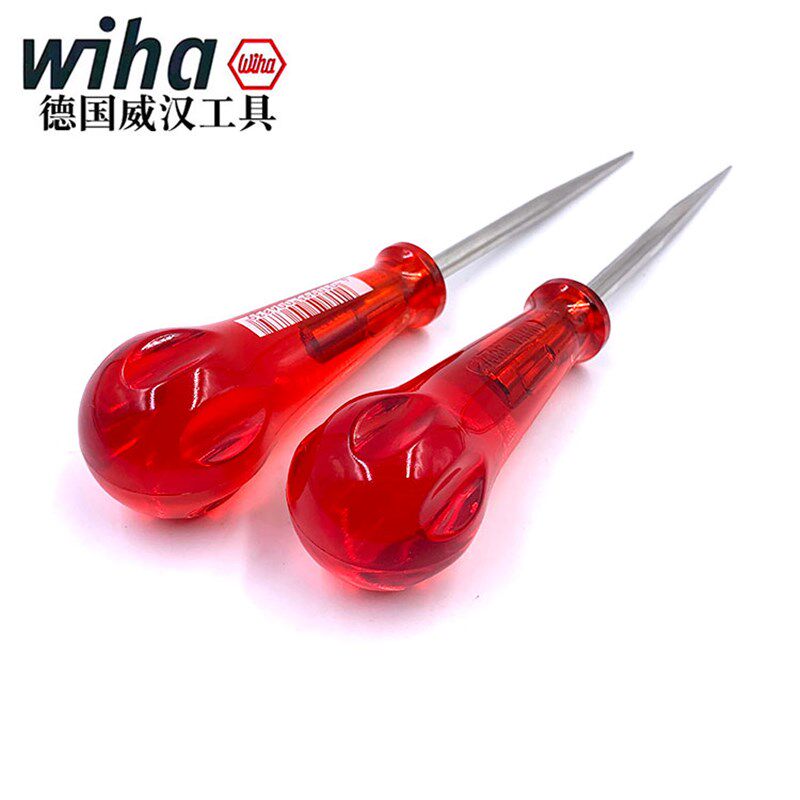 德国wiha威汉进口手工定位标记圆锥子皮革棱锥塑料手柄方头钻孔器