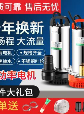 12V24V48V60V直流潜水泵抽水泵家用农用刷车电动车电瓶车高扬程
