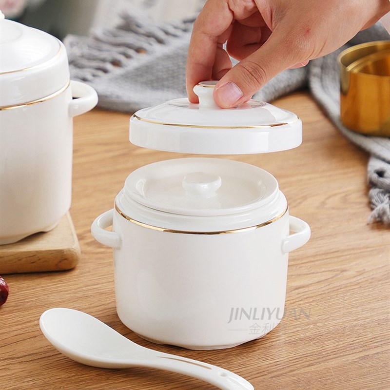 景德镇纯白骨瓷蒸蛋鱼翅炖汤盅隔水带盖小炖盅罐内胆陶瓷燕窝盅碗