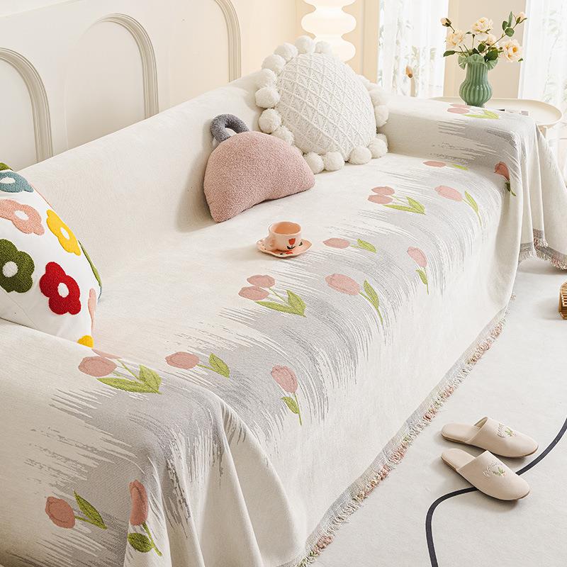 雪PNM尼尔沙发巾全季通四用红沙发毯可爱田园风沙发套罩盖沙网发