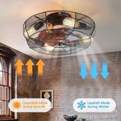 式 风灯工业风复古铁艺供餐厅美卧JD623室吊扇灯扇货风扇吊灯