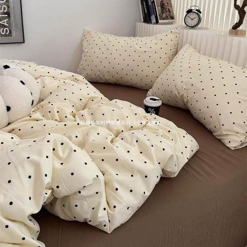 柔小GRM清新生宿舍三件学套波A类床笠点四件套棉柔软床单被套超水