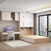 榻QWC小物户型衣床一体省空间柜榻米储床镂空一体带书桌立柜床