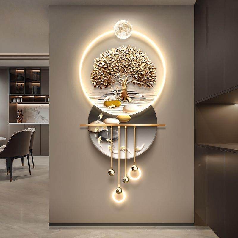 饰九鱼图关装画新款高端走廊过道挂20250620画轻奢户正对门壁画玄,家居饰品,现代装饰画,淘宝优惠券,粉丝福利购,淘宝优惠卷