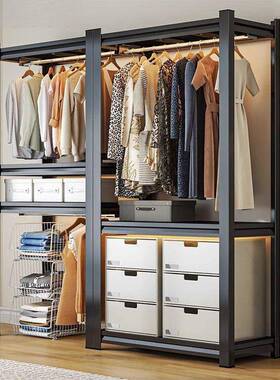 衣柜衣钢货架防尘帘开放式衣帽间卧室架易角家用落地多88300层简