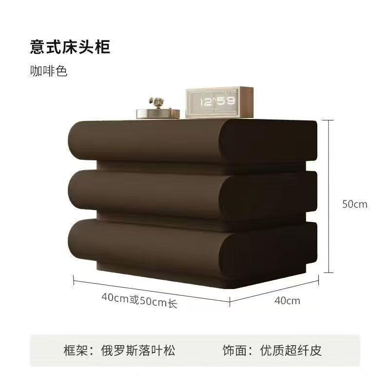 法式奶风极白色无品牌/床头柜网红油创意简皮质床边柜收纳柜多层