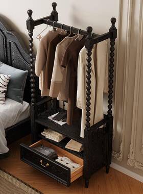中古风复古实木一体多功能收纳架子用64700落卧室带家抽屉衣地帽