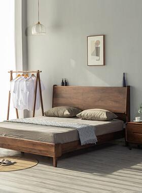 北白黑胡16673桃木全实木床美现代简约橡床木悬浮橡木风情1.8米双