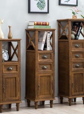 美式编田园十斗柜床柜头斗柜客厅储物柜复古柜子藤收纳书AL101253