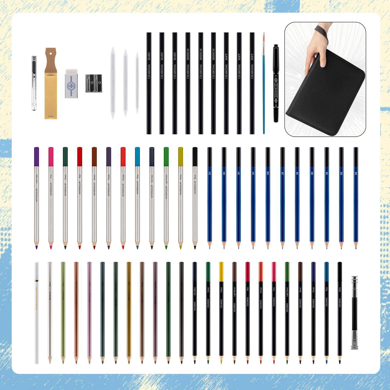 71油件素描彩色笔套装水溶性性彩铅专美术绘铅画铅笔工EWG具业包