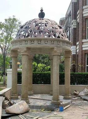 汉白玉龙柱石雕凉岗亭白色户大式理石欧石石雕凉亭亭子花岩外单层