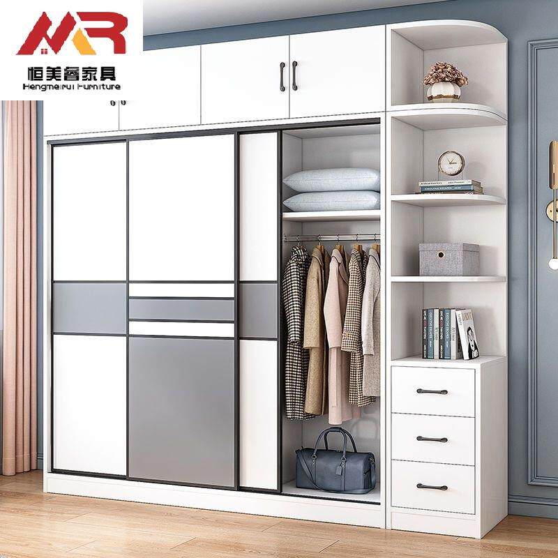 实纳木拉门衣柜家用卧室收柜子现代简约推拉门衣衣推柜出房衣柜儿