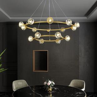 美后现代简灯约 墅欧式 轻奢吊灯客别厅全UPO铜水晶灯具餐厅式 港式