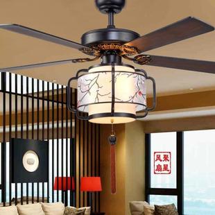 新中灯式吊扇变LED36W光1餐厅风卧扇灯客厅室电风扇灯木叶吊扇