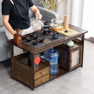 客移动茶桌家HDS用小茶台车边柜泡茶实木矮茶几烧水壶一体茶水柜