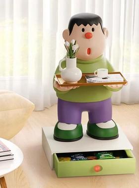 新款通胖虎摆件创意BGQ床头柜落大号可爱卧室床头置物卡架收地纳