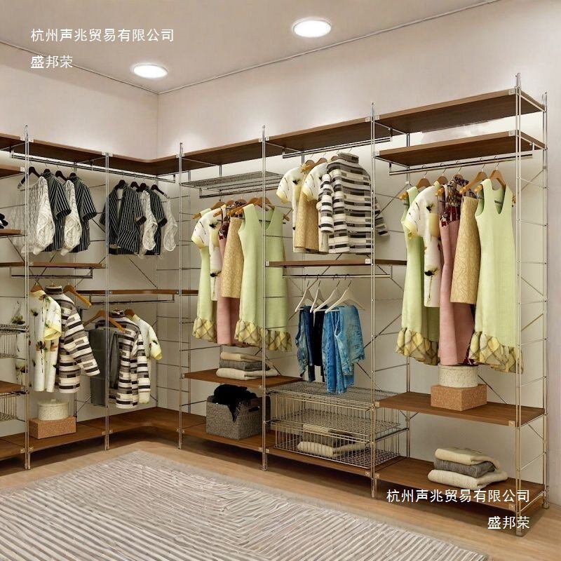 开放式落地衣帽架收纳