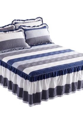 棉夹棉床裙19043三尘件套纯棉床罩单件新款床套罩床床全单防盖床