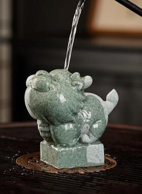 桌面茶宠摆件青石飞小神龙创沙意家居可招爱吉祥财鱼缸造天景LBQ