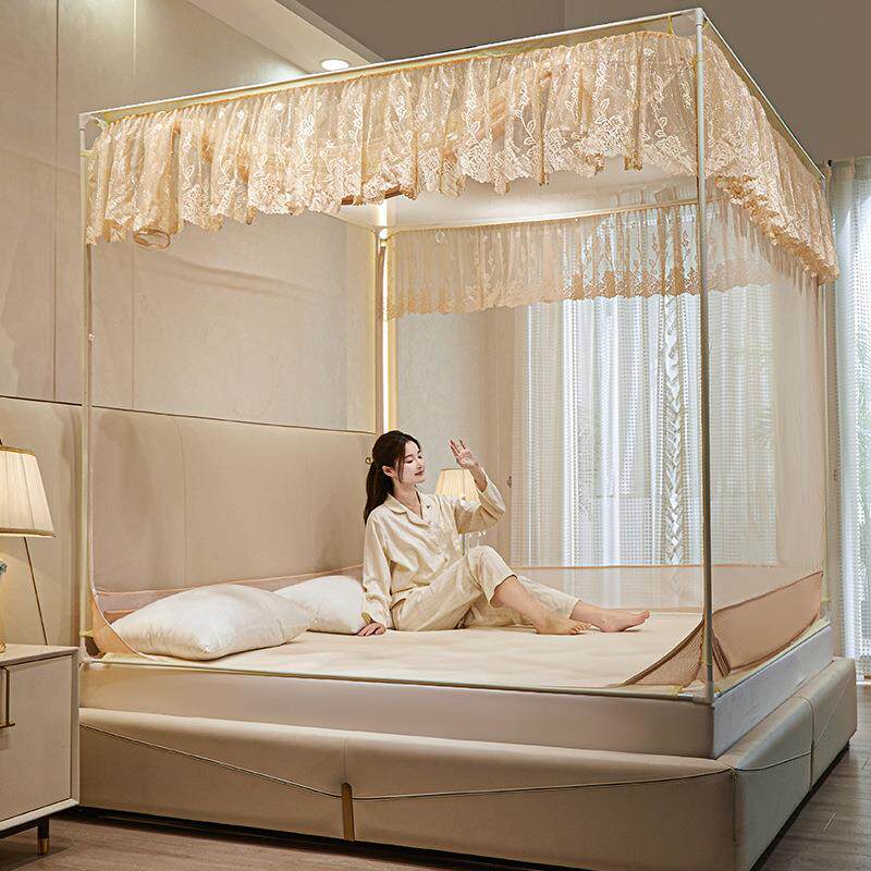 羽家纺蚊20帐25新款防摔外冰穿杆TU刺绣款床UPT坐蚊帐