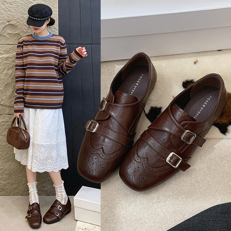 复古平底小皮鞋女2026秋季新款