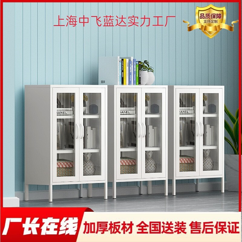 钢制餐边柜客厅储物收纳柜厨房碗柜鞋柜铁皮柜阳台柜玻璃书柜