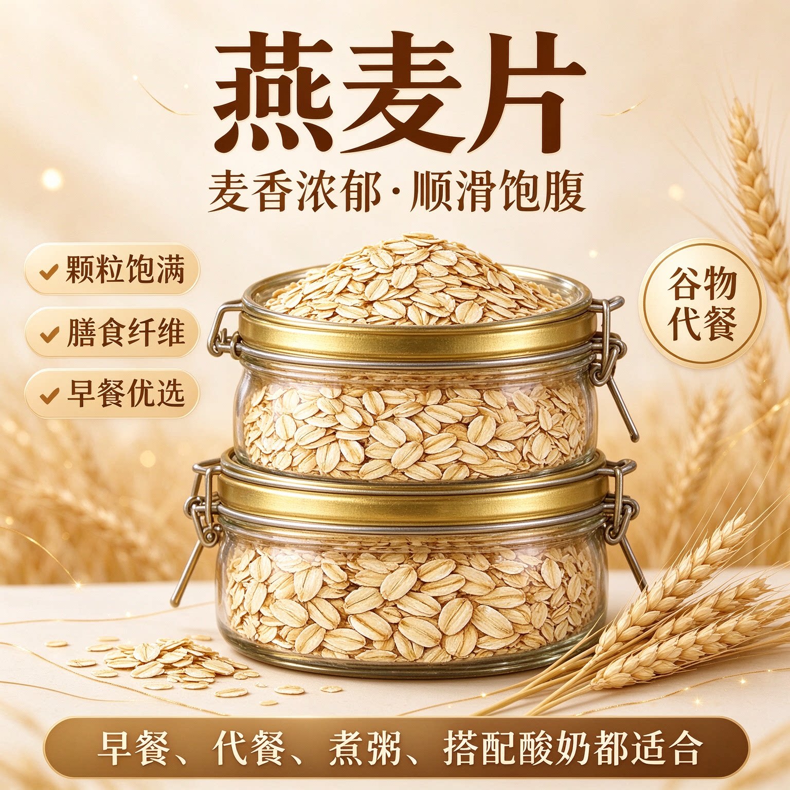 熟燕麦片大片即食冲泡早餐代餐