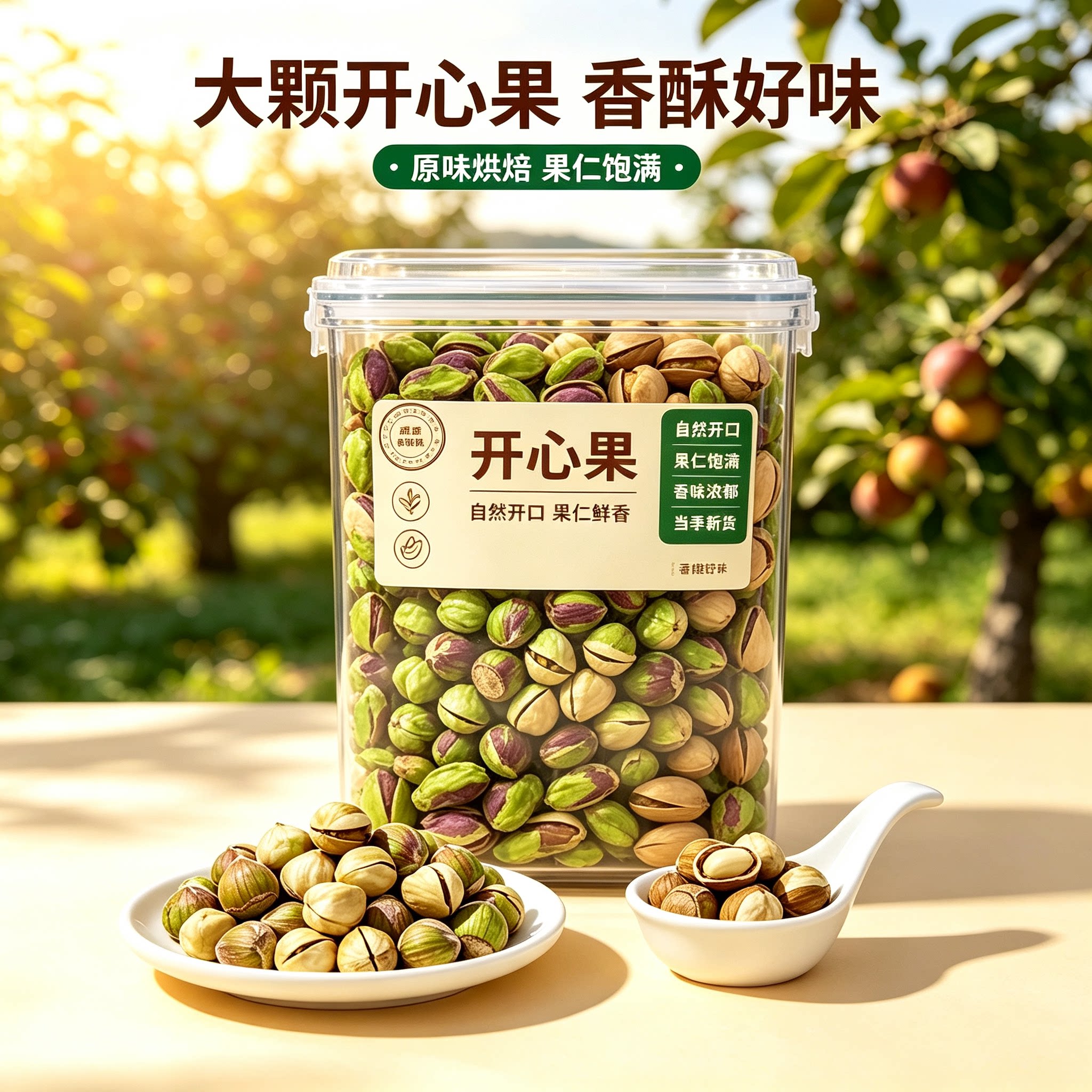 原色开心果罐装特大颗粒无漂白原味年货坚果干果零食散装批发