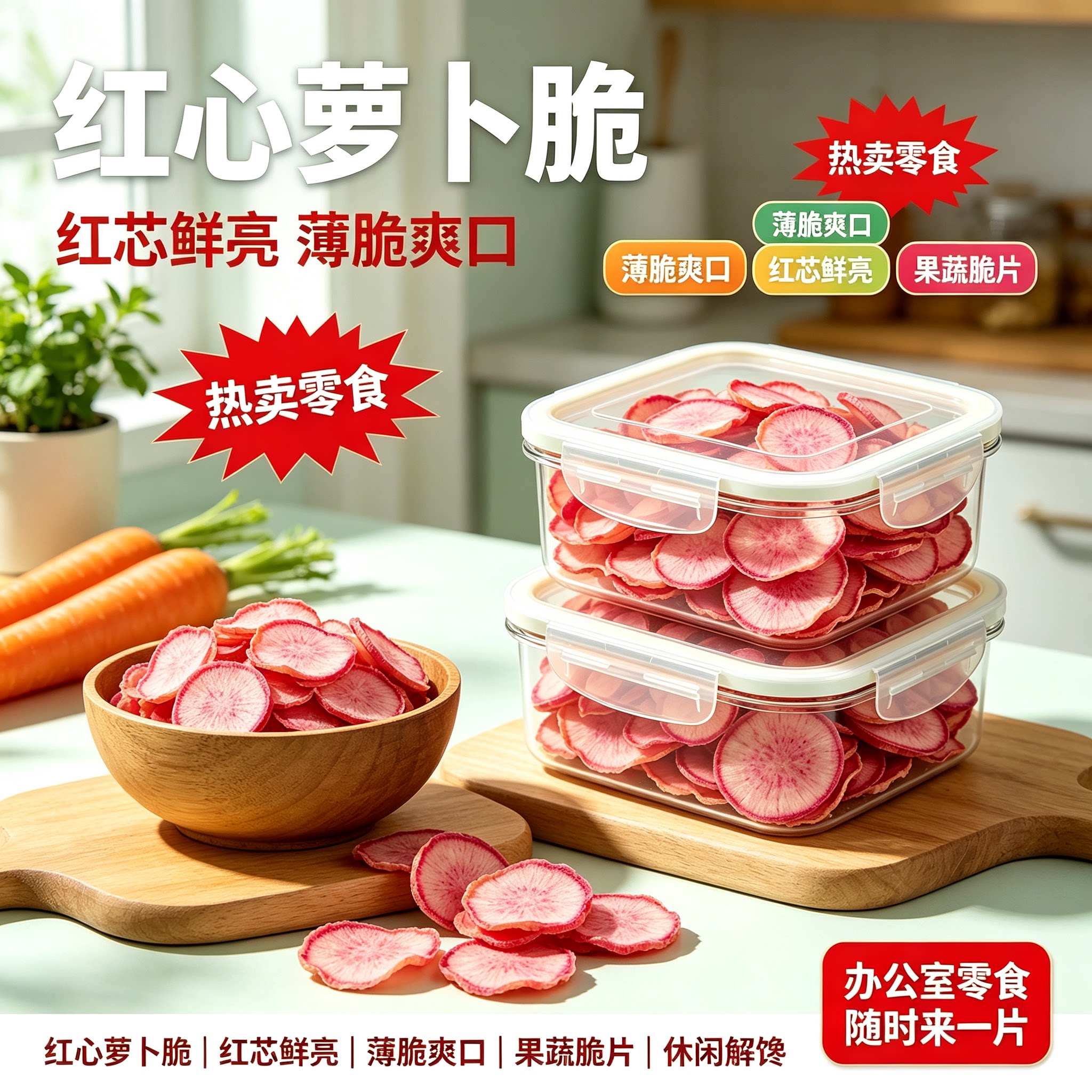 冻干红心萝卜脆片即食零食