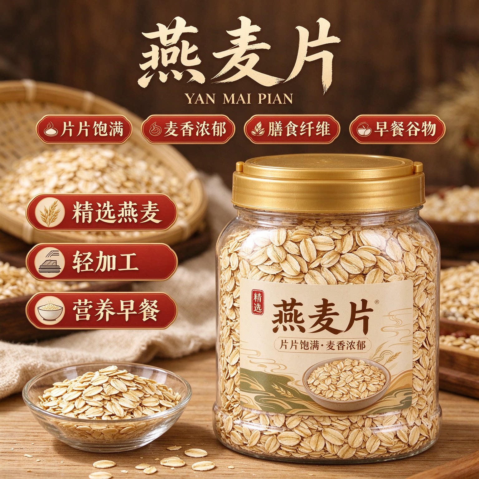 熟燕麦片大片即食冲泡早餐代餐
