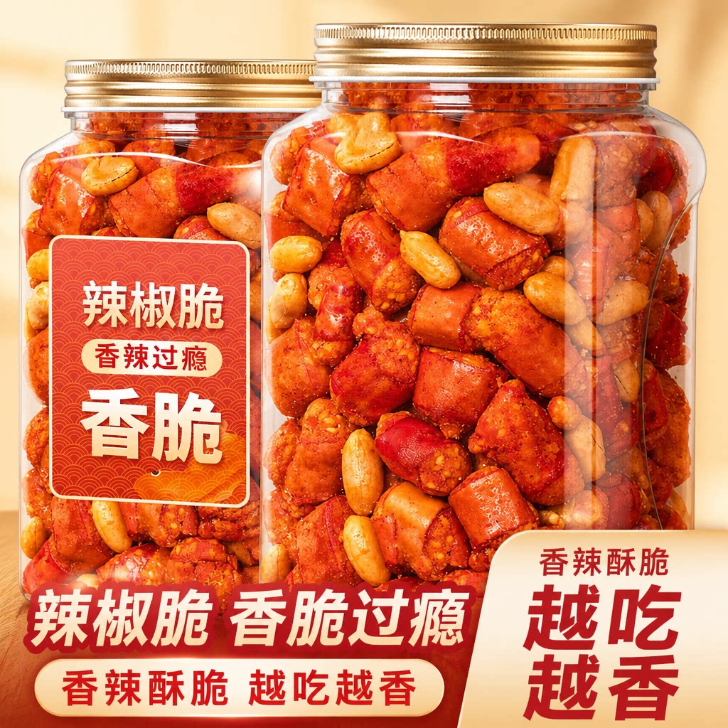 香脆椒酥芝麻花生即食下酒菜