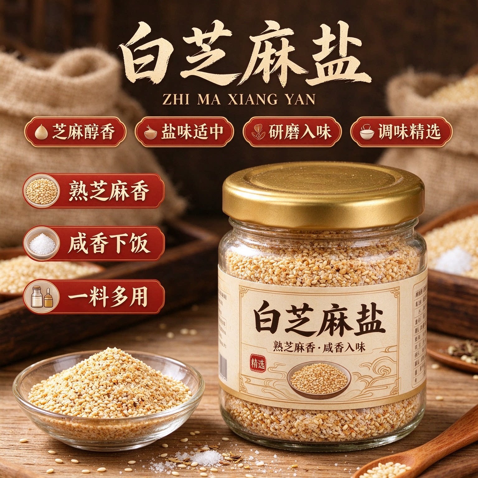 沂蒙山农家手工黑白芝麻盐商用