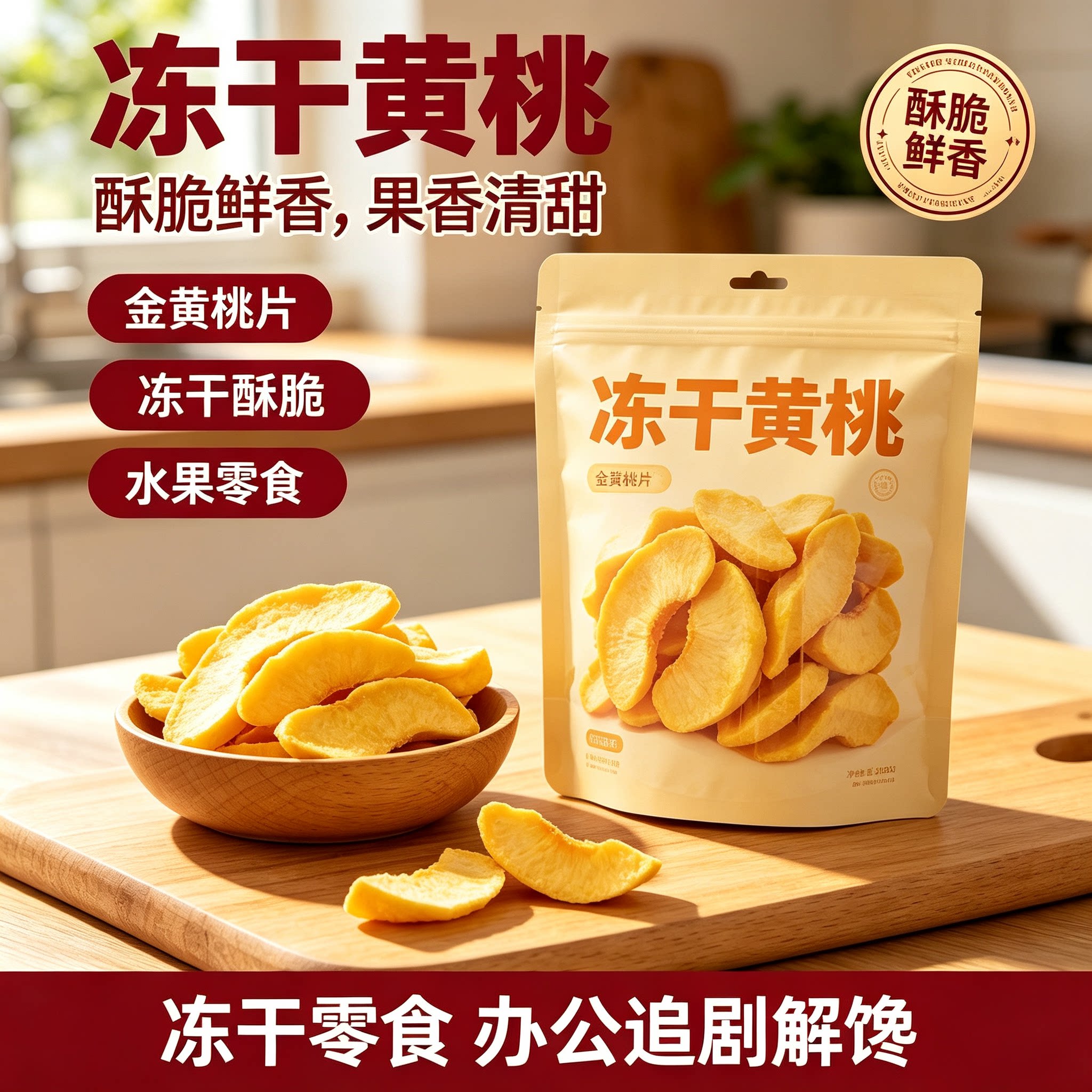 冻干黄桃脆片烘焙装饰商用