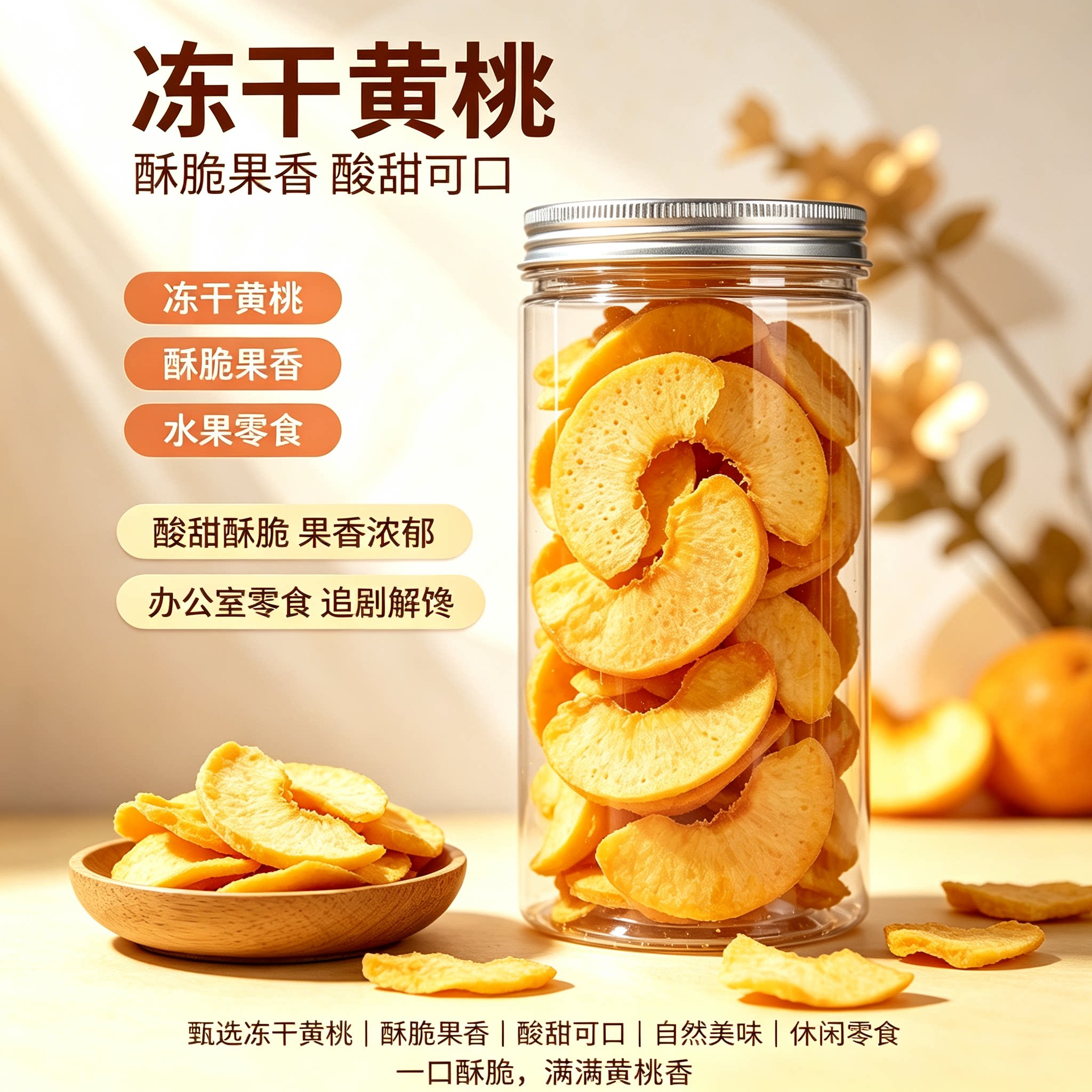 冻干黄桃脆片烘焙装饰商用
