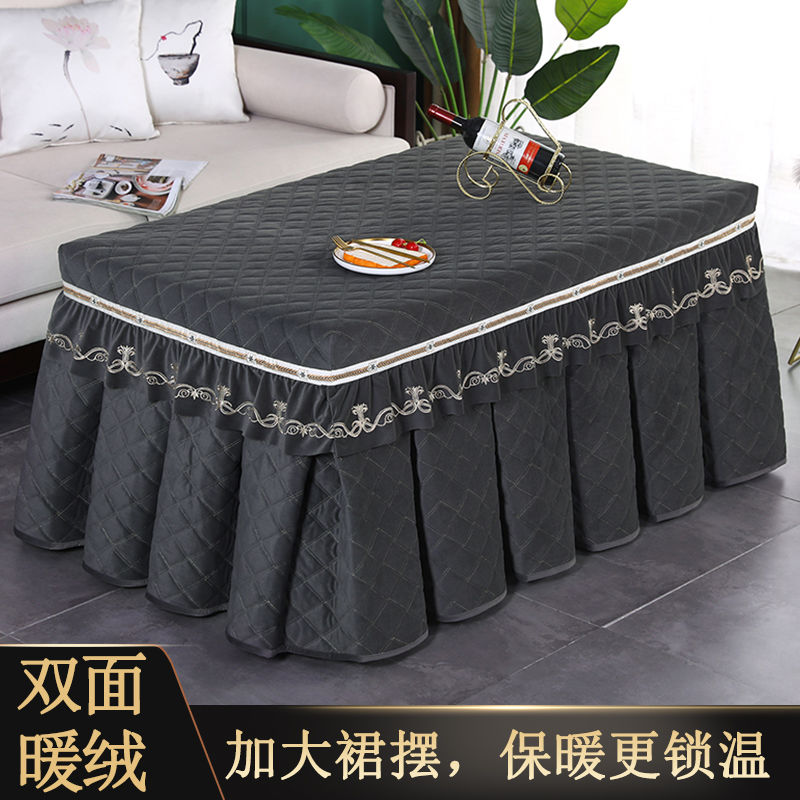 新款电炉罩烤火桌子罩长方形桌布套加厚加绒冬季电暖炉.取暖茶几