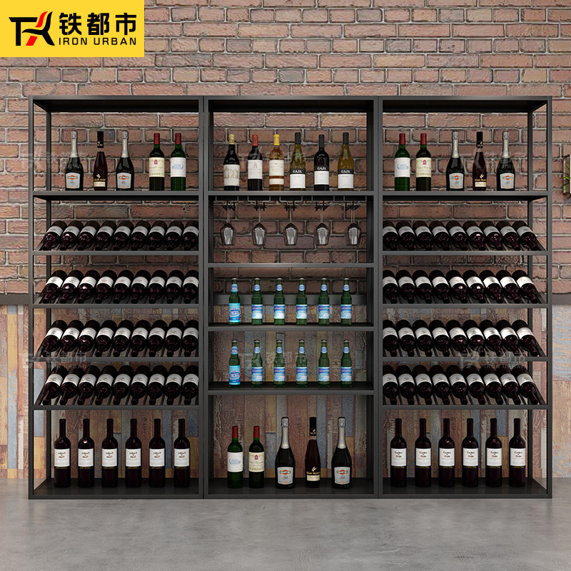 复古欧式铁艺酒架酒吧落地酒柜葡萄酒红酒收纳展S示架置物架酒杯