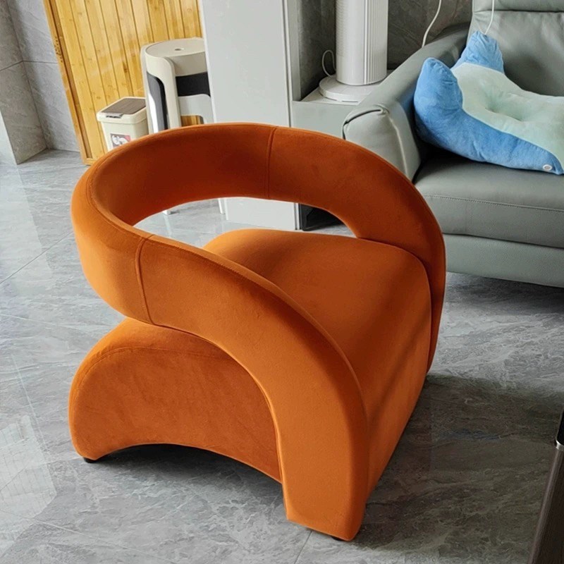 网红单椅客c厅懒人单人沙发休闲椅轻奢弧形阳台椅小户型老虎椅极