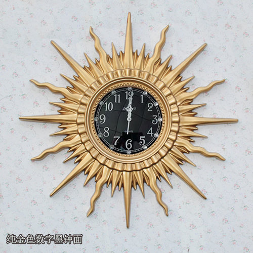 创意欧式挂钟客厅静音时钟太w阳钟表石英钟餐厅挂表圆形酒店大挂