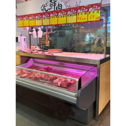 猪肉分割台不锈钢猪肉台剁骨架生鲜超市卖肉分割台蔬菜货架展示架