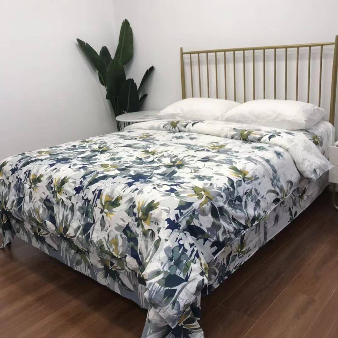 高端10单0长绒棉印花纯S棉床1.8米床亲肤细CD2568腻贡缎花印双人