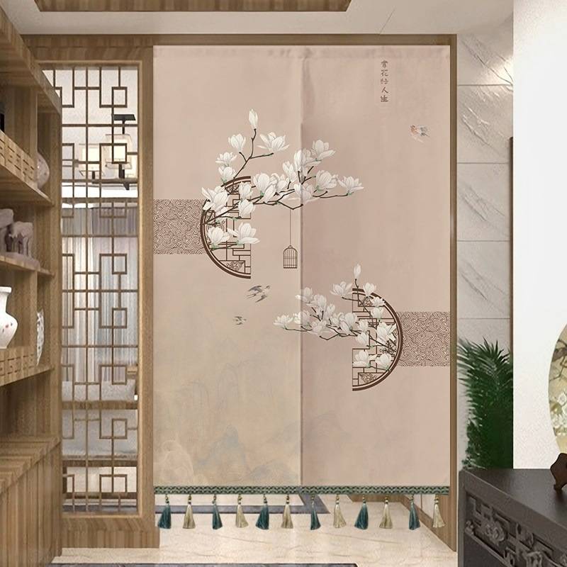 中式古风流苏门帘家用卧室装饰隔断帘入户厨房卫生间遮挡帘挂布帘