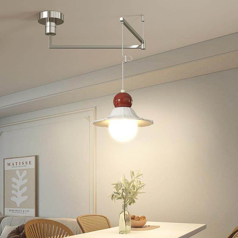 奶油风937陶瓷吊厅灯可调节移动摇臂新可款吧台全光谱护眼餐餐桌,家装灯饰光源,智能吊灯,淘宝优惠券,粉丝福利购,淘宝优惠卷